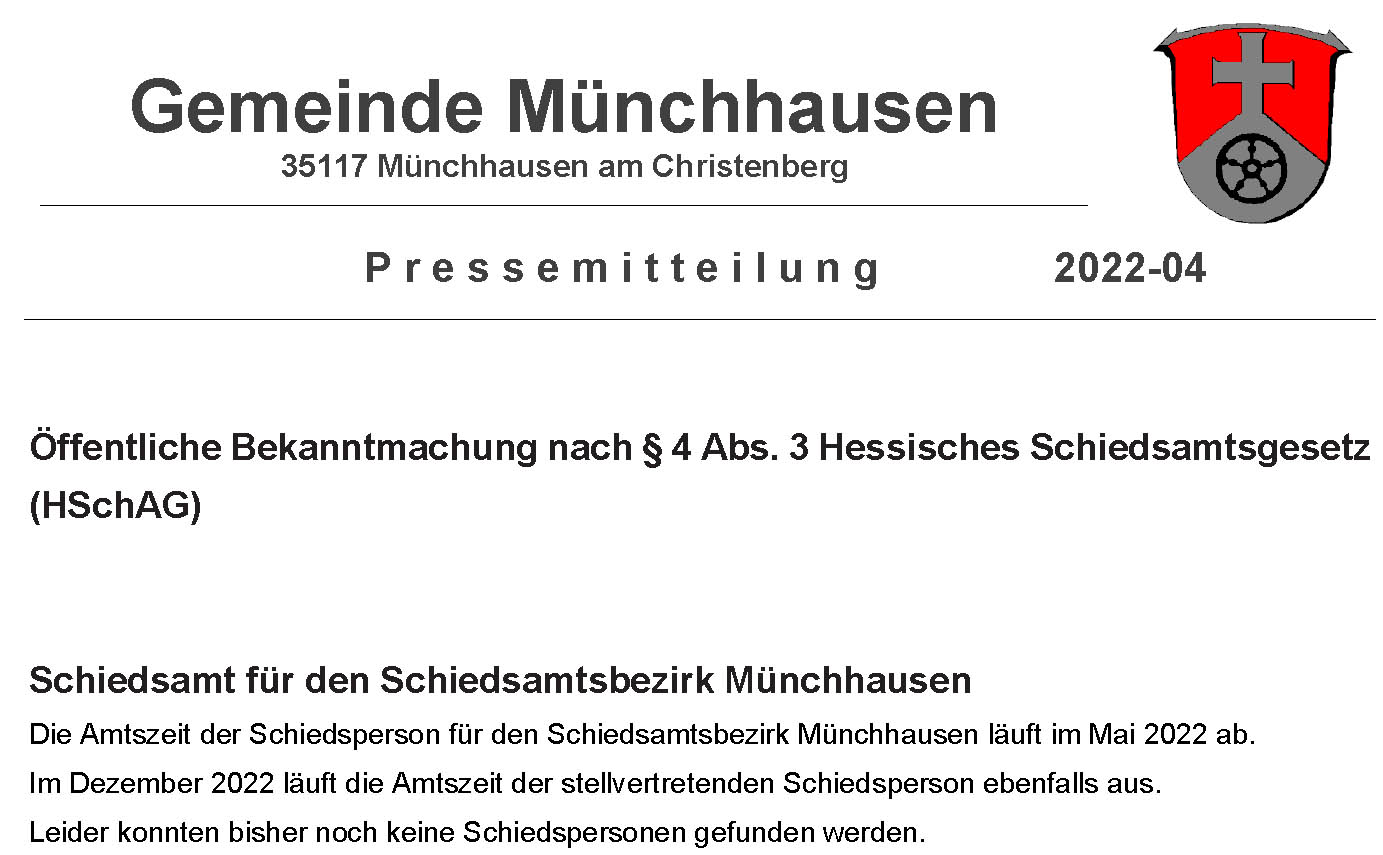 Aufruf Schiedsamt 2022